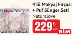 NATURALOVE 4'LÜ MAKYAJ FIRÇASI + PUF SÜNGER SETİ fiyat ve kampanya bilgisi